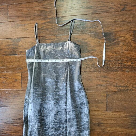 Handmade Satin Slip Dress Metallic Silver Boho Grunge Sz 4 - Picture 12 of 16